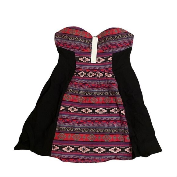 Line and Dot Strapless Mini Dress Size M - Picture 1 of 8
